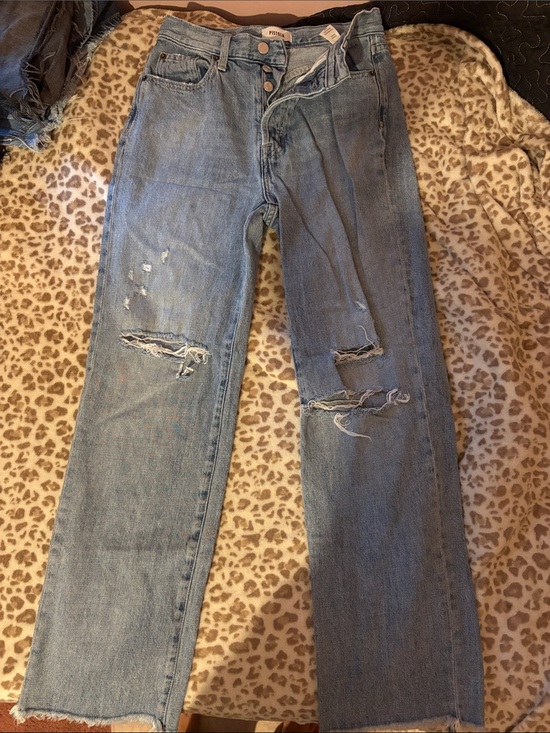 pistola Denim - pistola Light Blue Distressed Straight-Leg Jeans